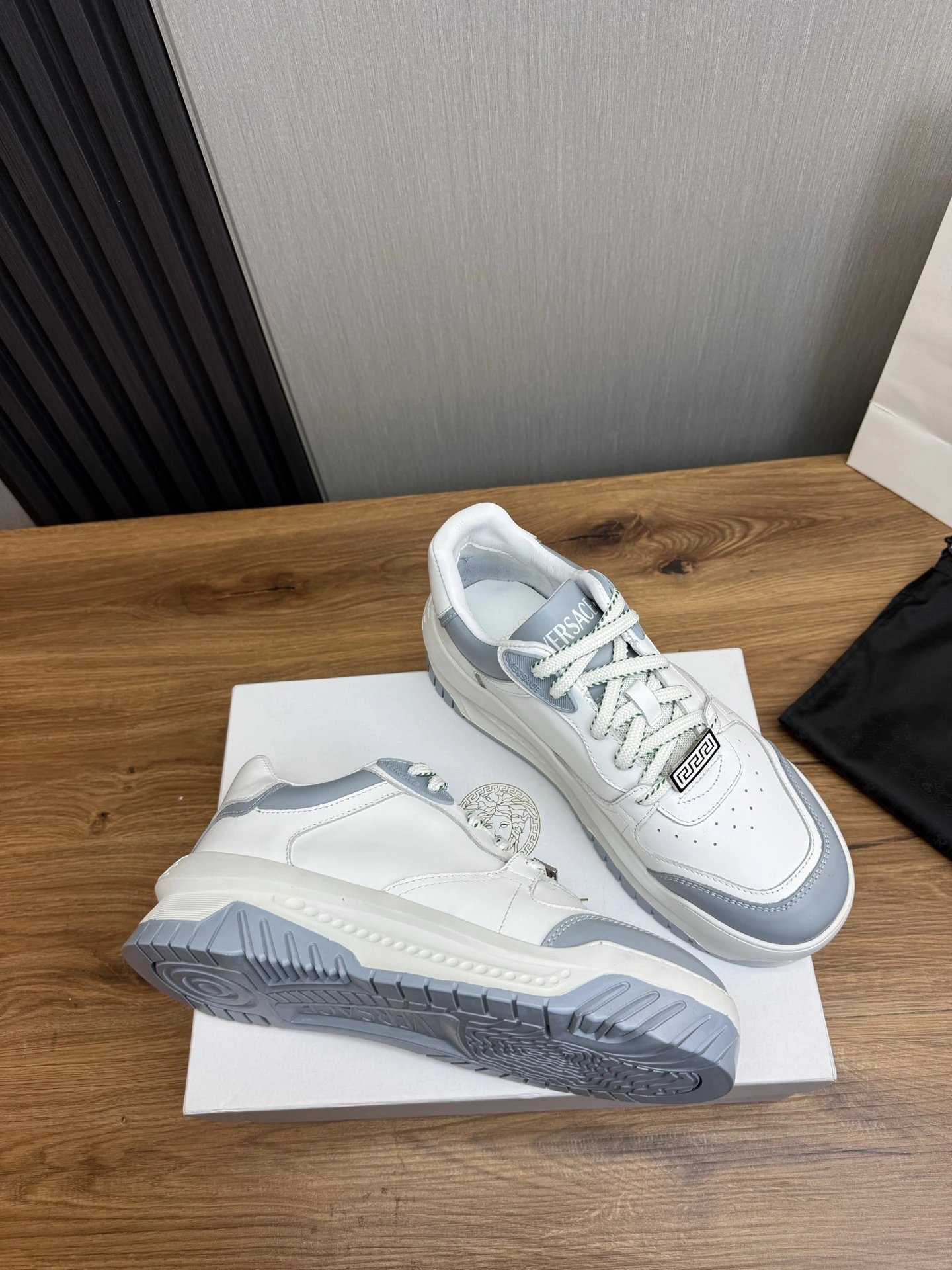 Luxury Leather Sneakers Dove Grey - Gallery Image 6 - Detailed View