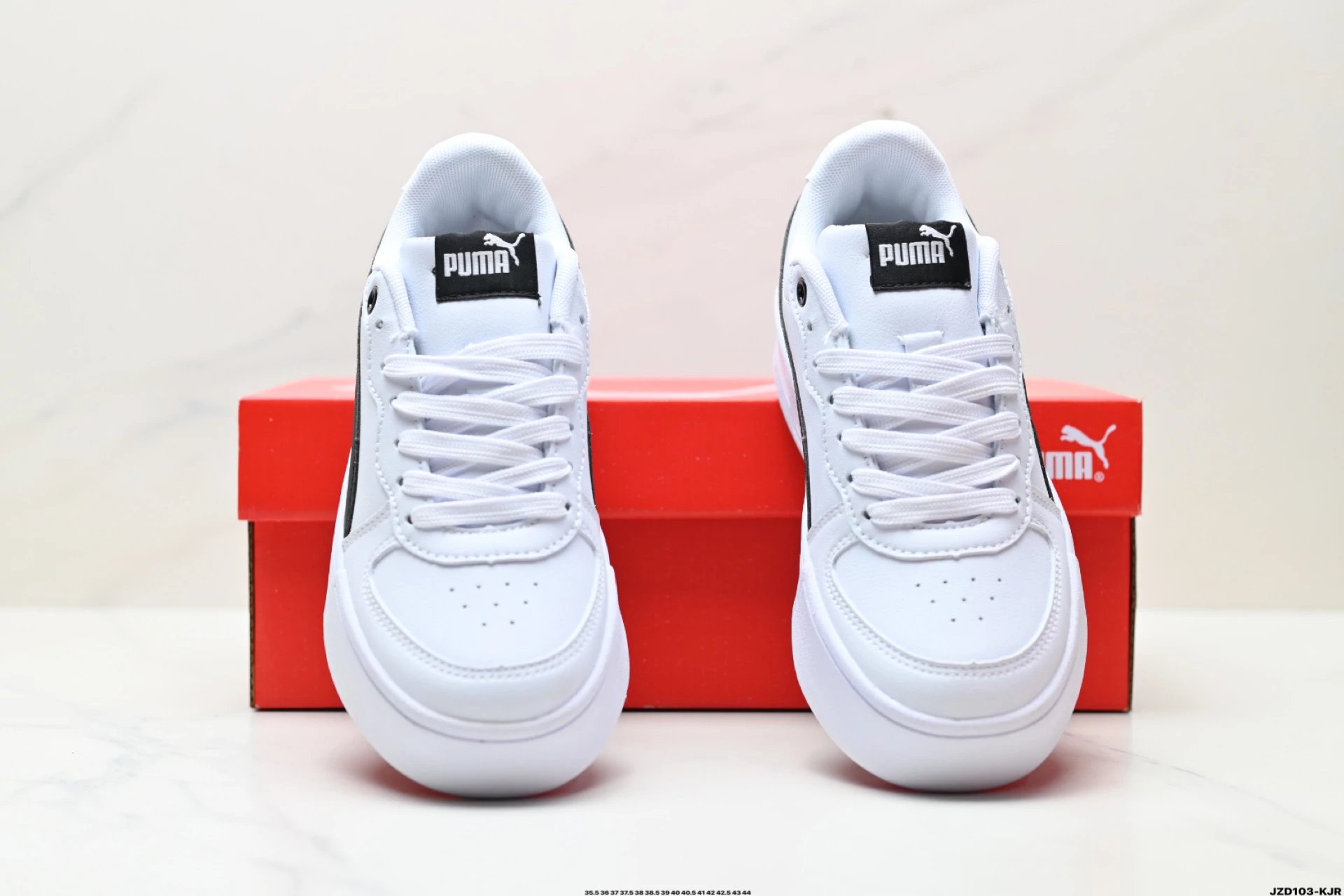 Puma Skye Leather Sneakers White Black - Gallery Image 7 - Detailed View
