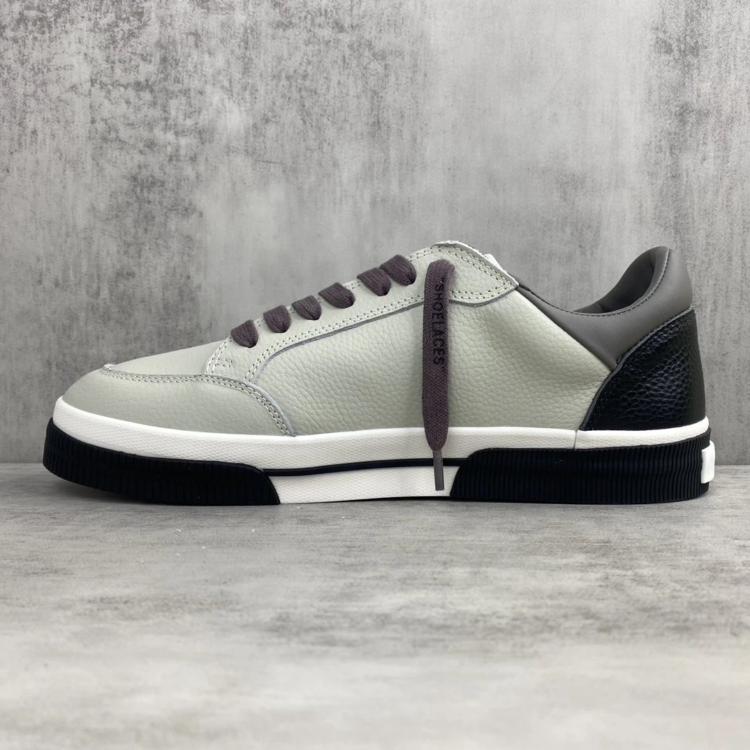Low Vulcanized Canvas Sneakers Leather Lining Ash Grey - Gallery Image 7 - Detailed View