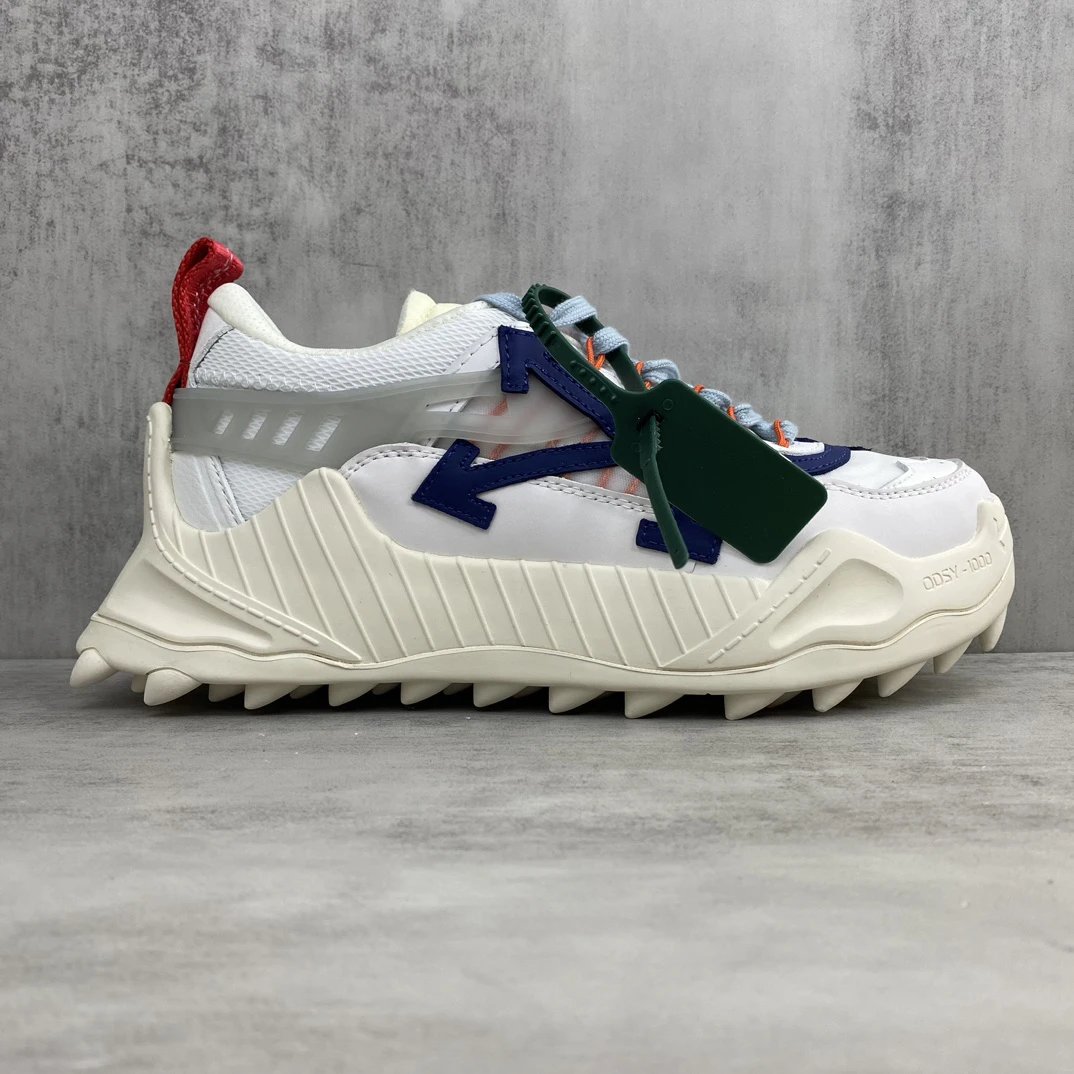 Chunky Hiking Sneakers Leather Oxford Mesh White Sapphire - Gallery Image 6 - Detailed View