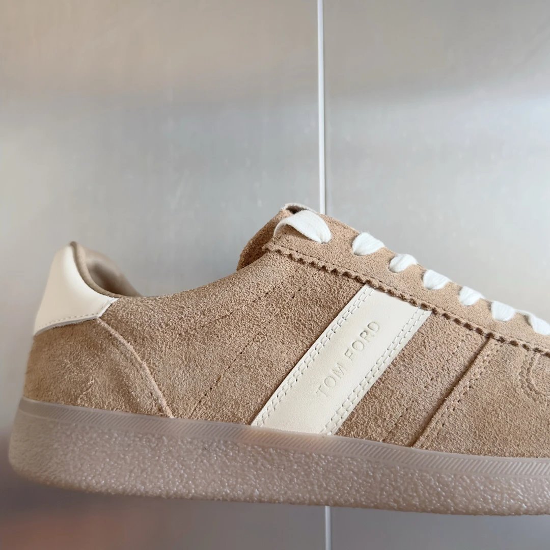 Suede Leather Trainer Sneakers Sandstone Beige - Gallery Image 8 - Detailed View