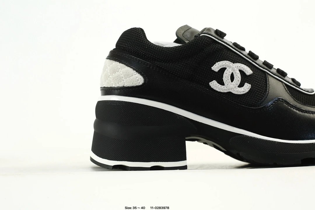 Women's Calfskin Lace-Up Low Top Chunky Sneakers Ebony Black - Gallery Image 2 - Detailed View