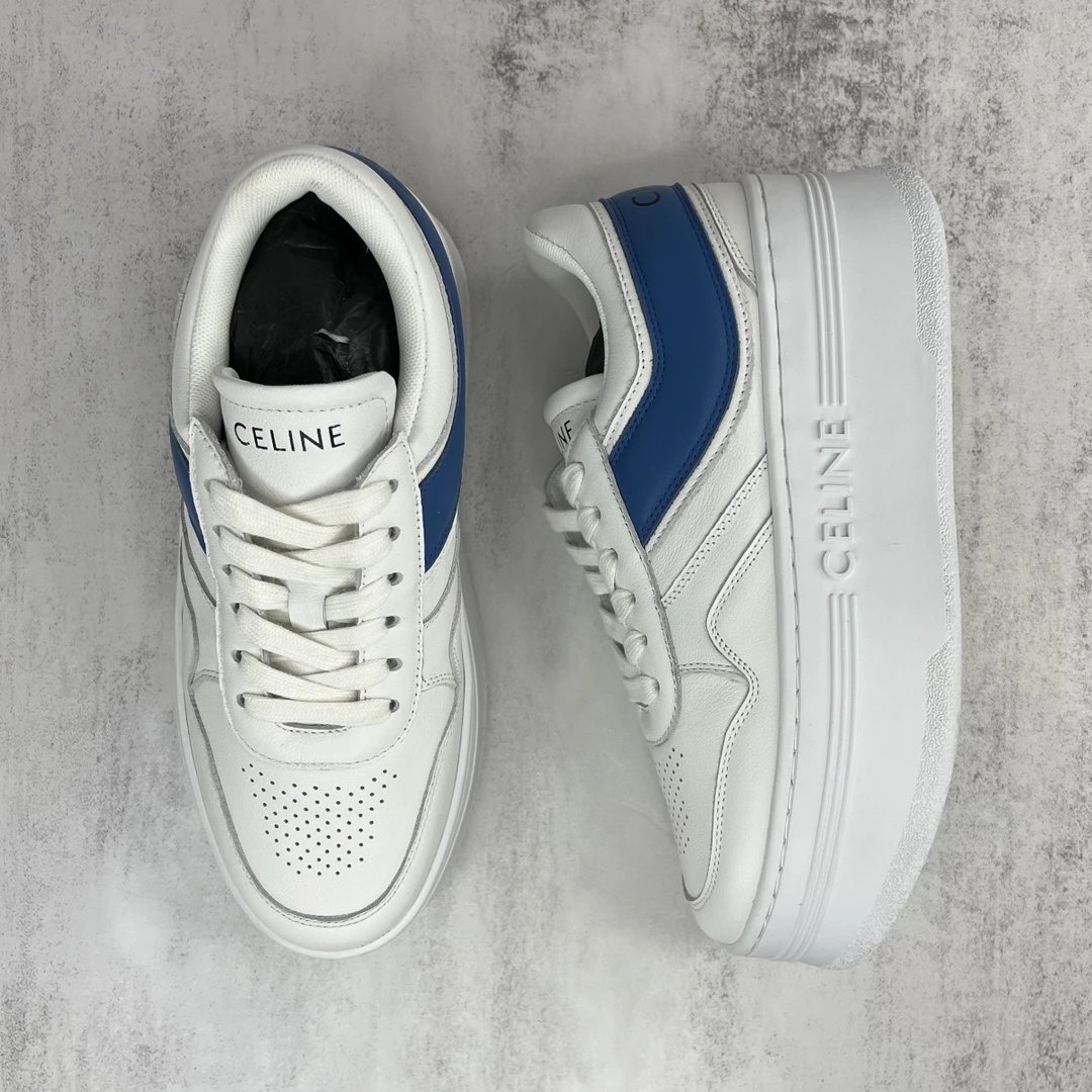 Chunky Platform Leather Sneakers Summer Biscuit Blue - Gallery Image 3 - Detailed View