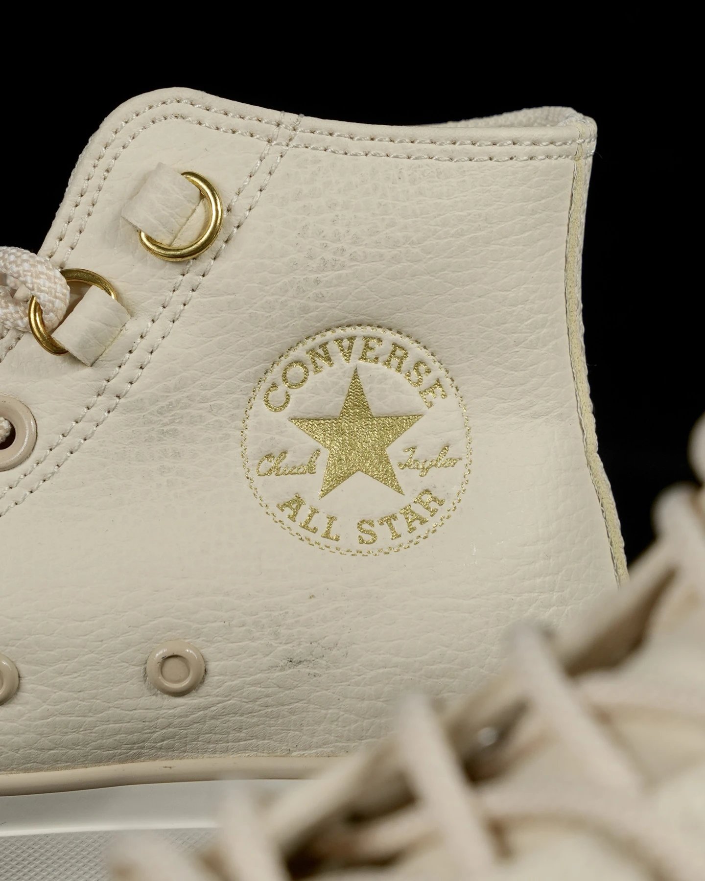 Platform Leather High Top Sneakers Cream Ivory - Gallery Image 4 - Detailed View