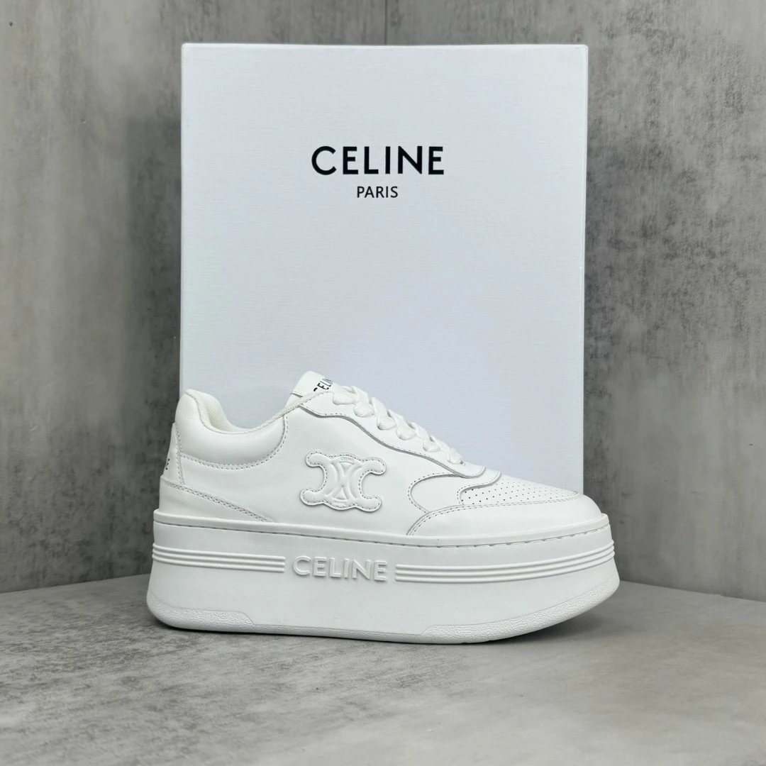 Platform Leather Sneakers Breathable High Top Ivory White - Gallery Image 1 - Detailed View