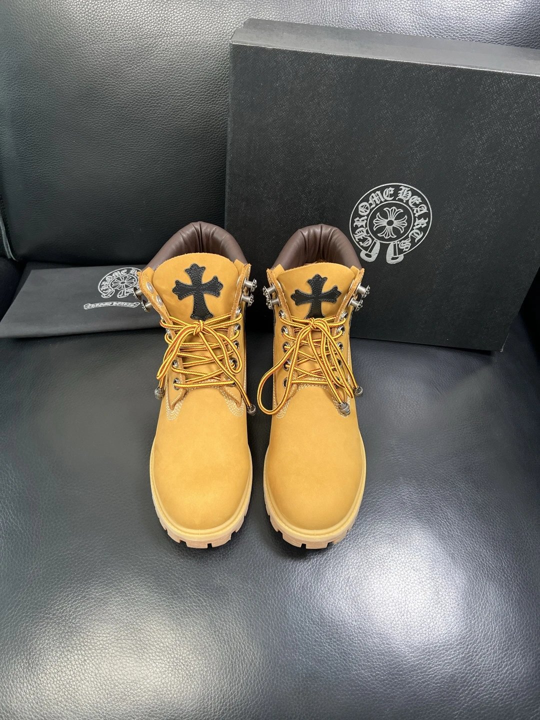 Luxury Leather Work Boots Amber Brown - Gallery Image 3 - Detailed View