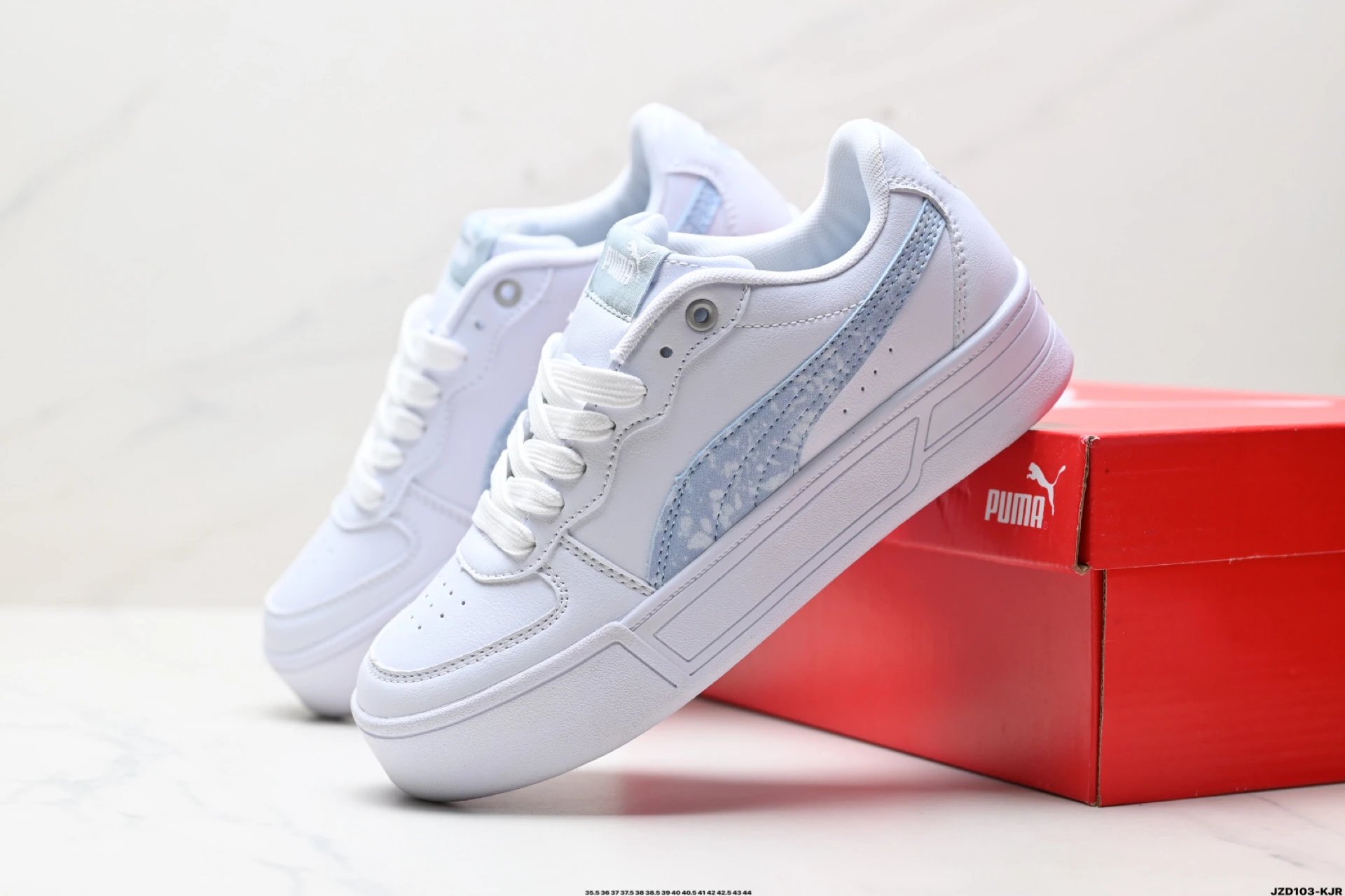 Puma Skye Leather Sneakers White Grey - Gallery Image 8 - Detailed View