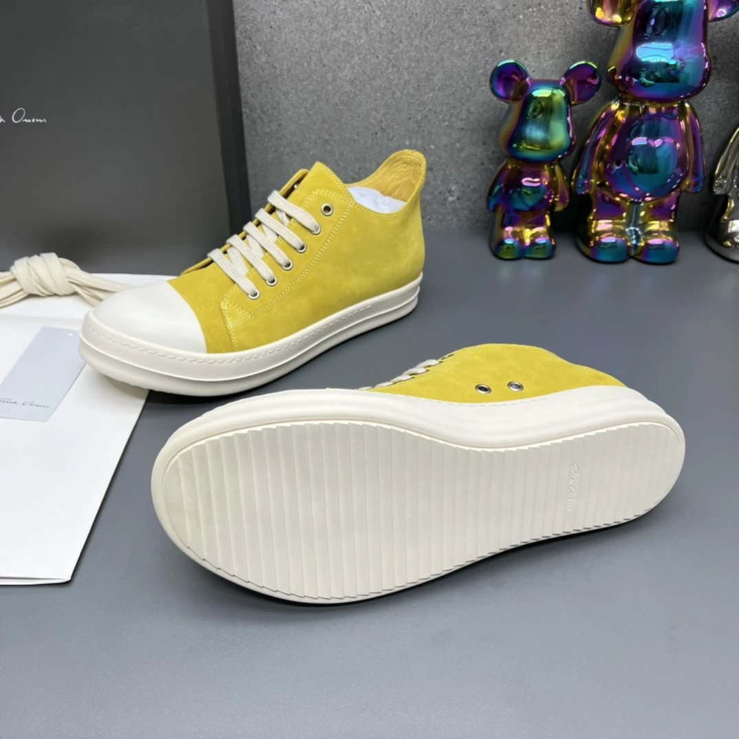 Rick Owens Suede Sneakers Yellow - Gallery Image 9 - Detailed View