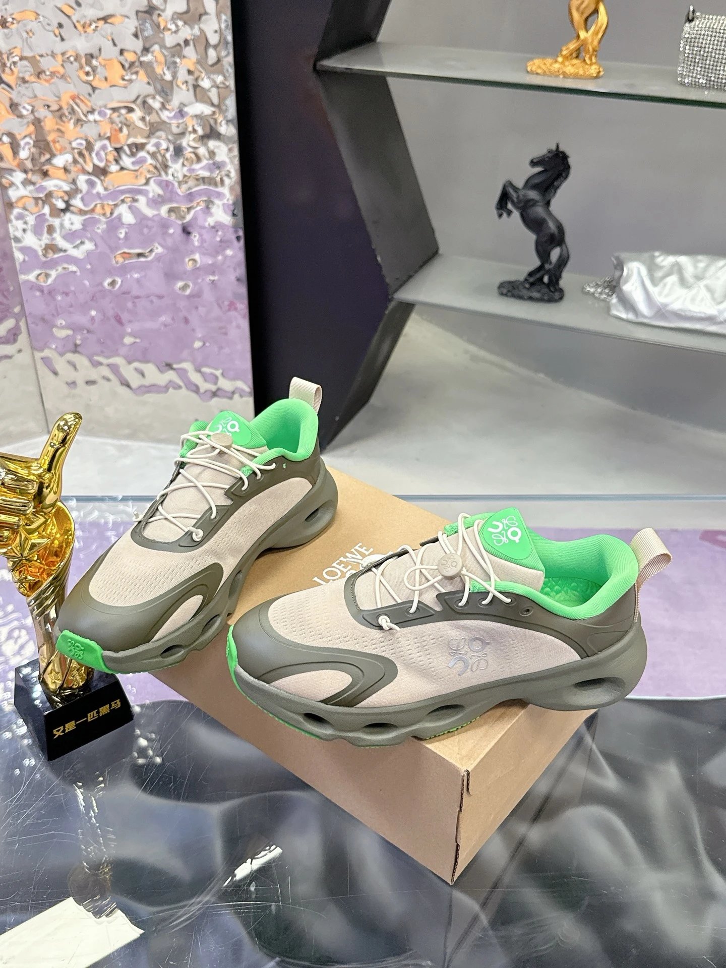 Loewe x On 3.0 Cloudventure Sneakers Olive-Green - Gallery Image 4 - Detailed View