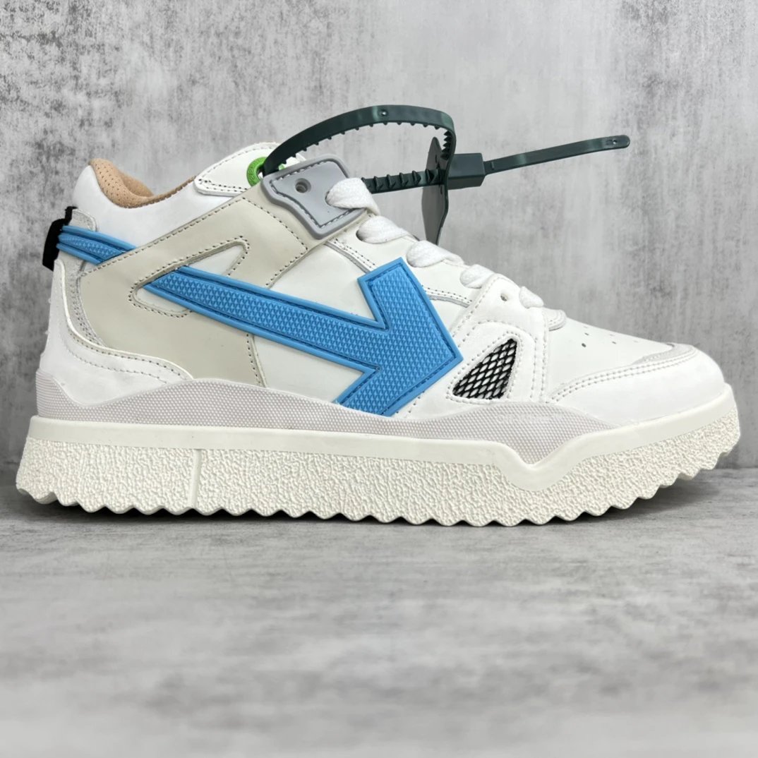 Retro Leather Mesh Low Top Sneakers Azure Blue - Gallery Image 6 - Detailed View