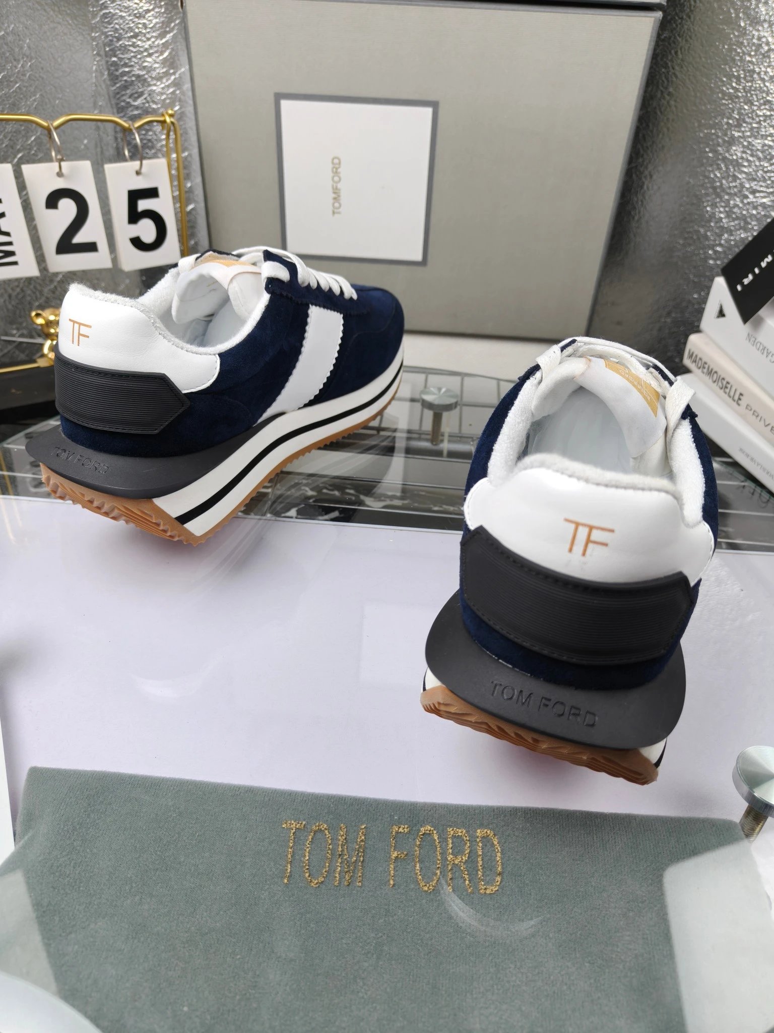 Retro Suede Leather Sneakers Navy - Gallery Image 8 - Detailed View