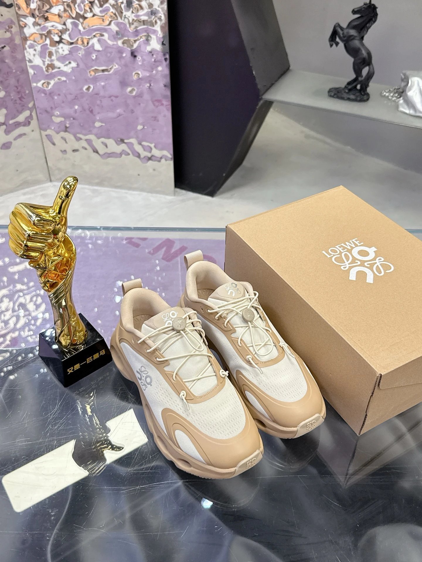 Loewe x On 3.0 Cloudventure Sneakers White Brown - Gallery Image 5 - Detailed View