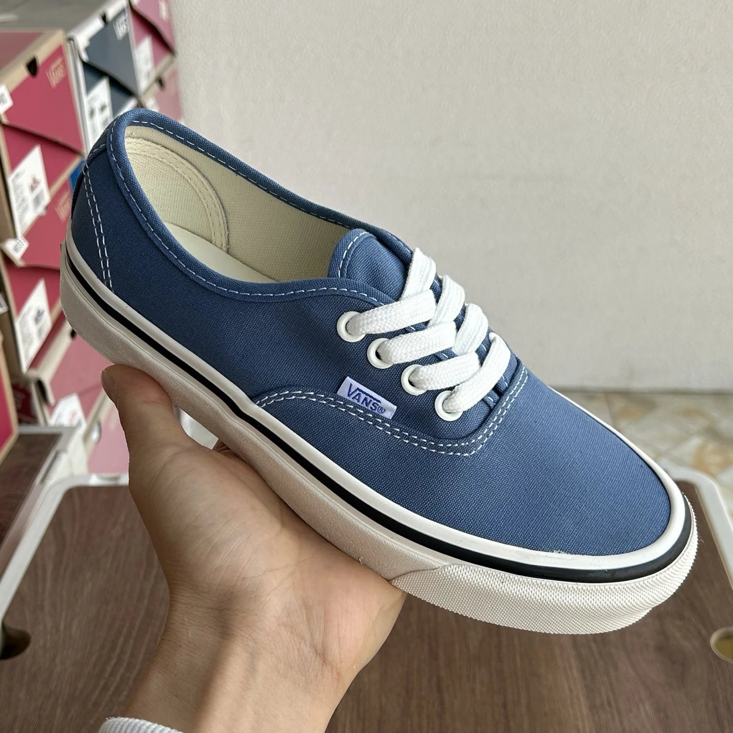 Authentic Low Canvas Sneakers Navy Blue - Gallery Image 7 - Detailed View