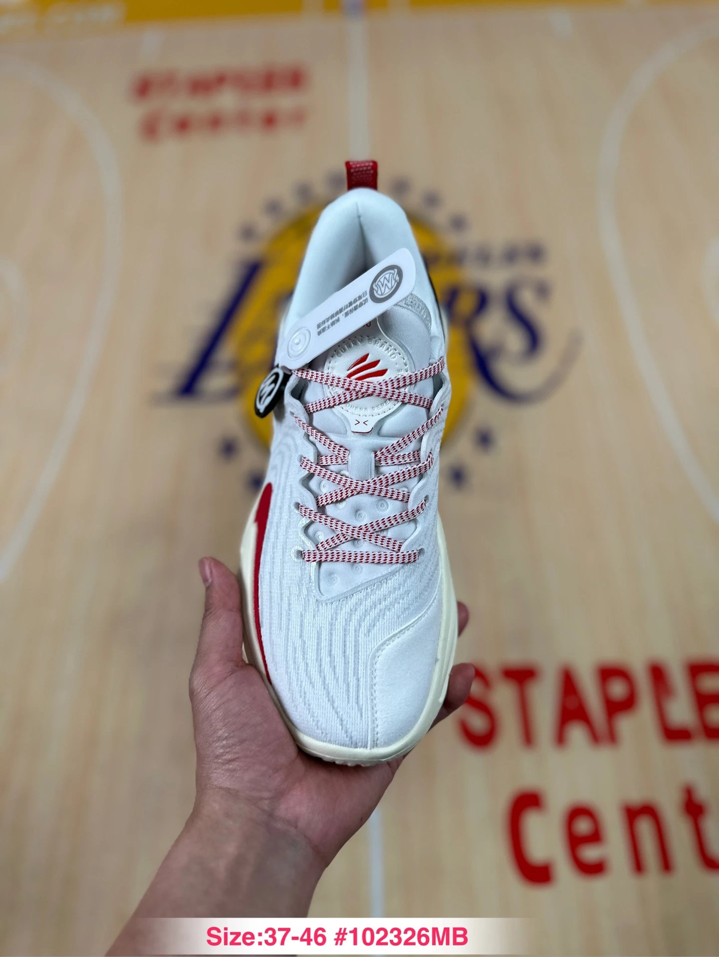 Curry 12 Mesh Basketball Sneakers Ivory Crimson - Gallery Image 6 - Detailed View