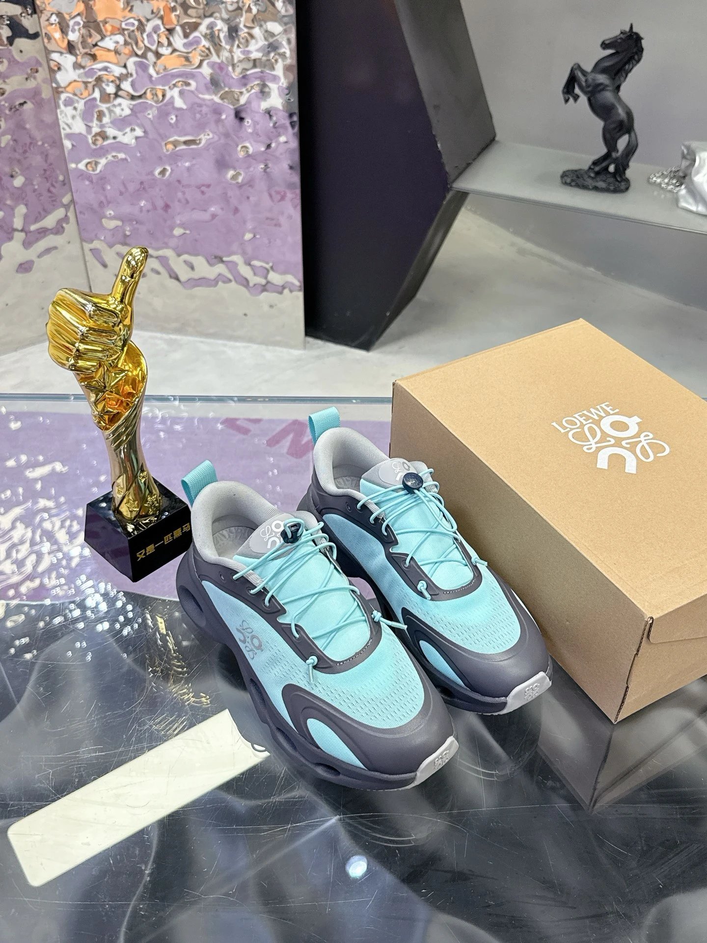 Loewe x On 3.0 Cloudventure Sneakers Blue Gray - Gallery Image 5 - Detailed View