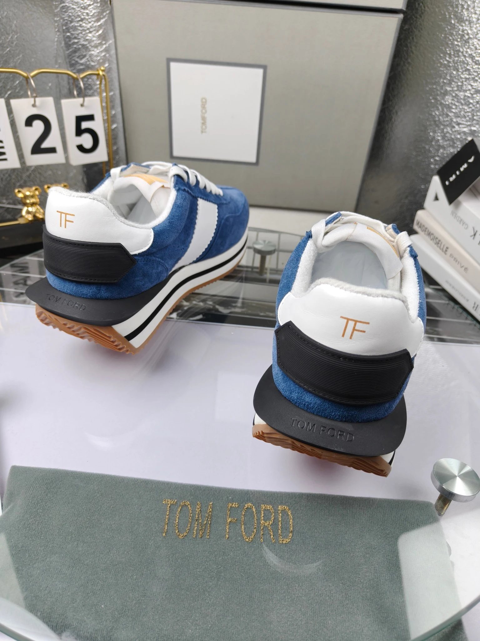 Retro Suede Leather Platform Sneakers Azure Blue - Gallery Image 9 - Detailed View