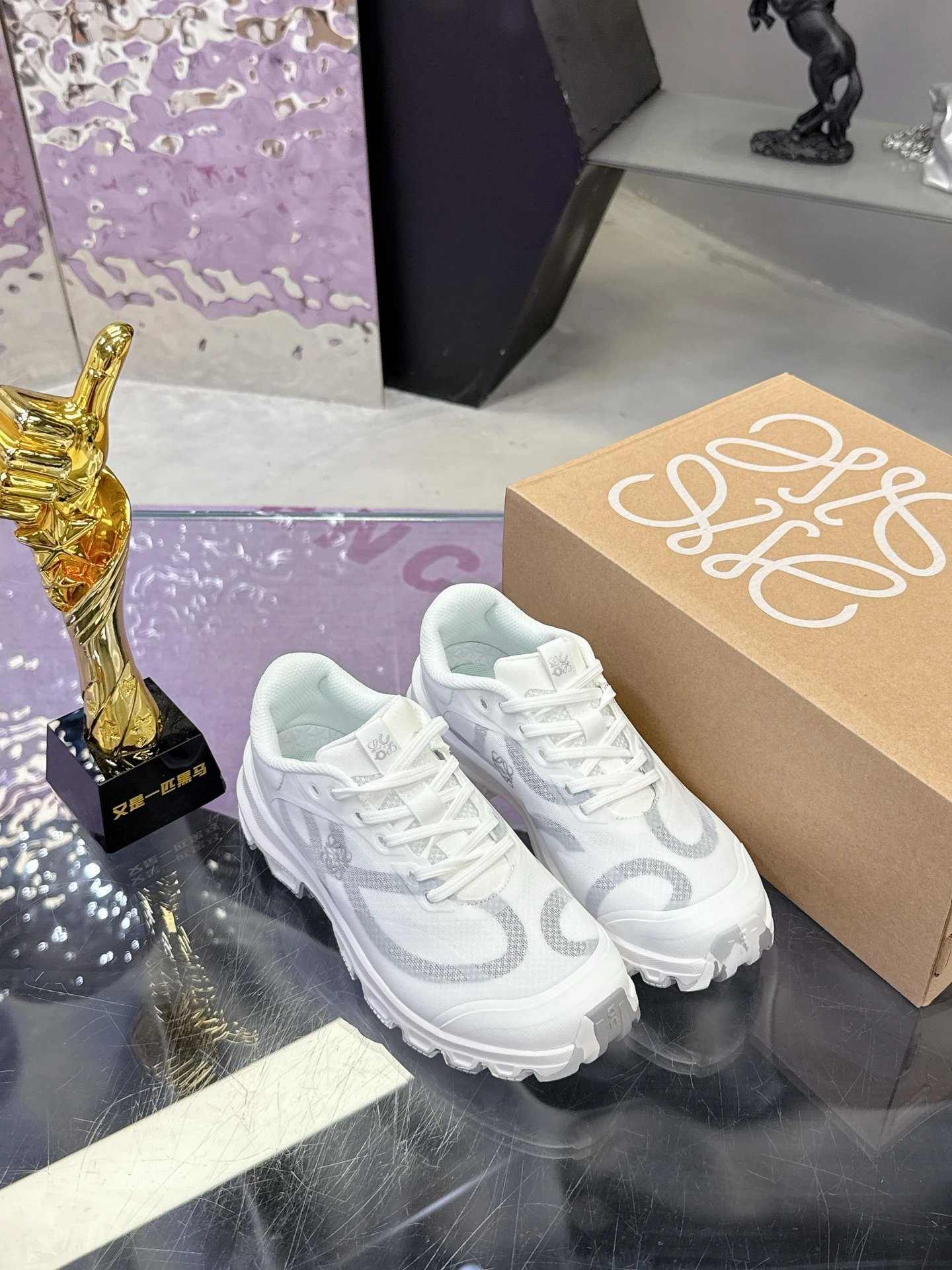 Loewe x On Running 3.0 Cloudtilt Sneakers White Grey - Gallery Image 4 - Detailed View