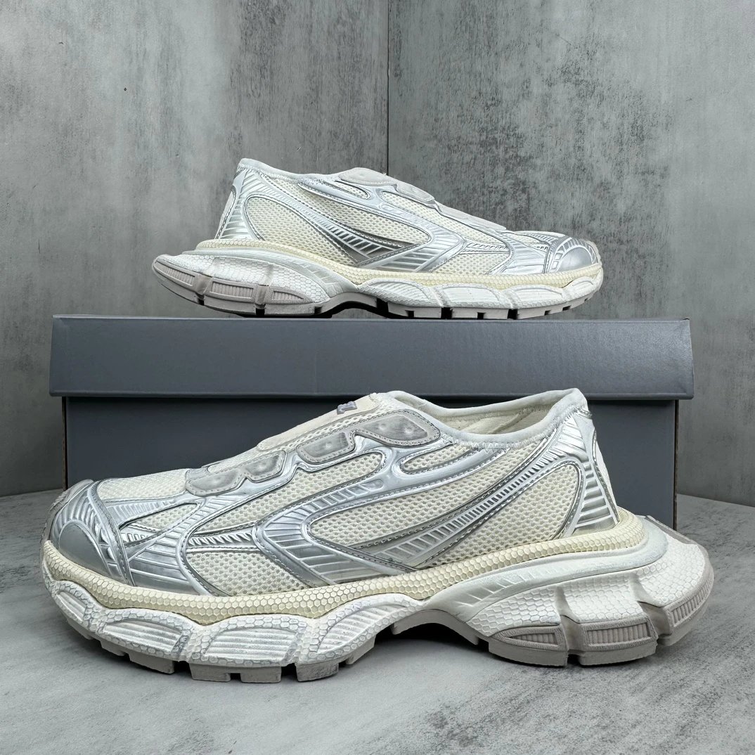 Chunky Mesh Slip-On Trainers Vintage White - Gallery Image 9 - Detailed View