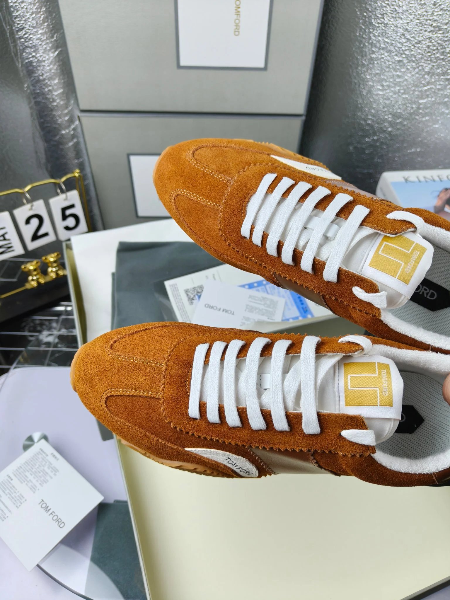 Retro Suede Platform Sneakers Amber Brown - Gallery Image 6 - Detailed View