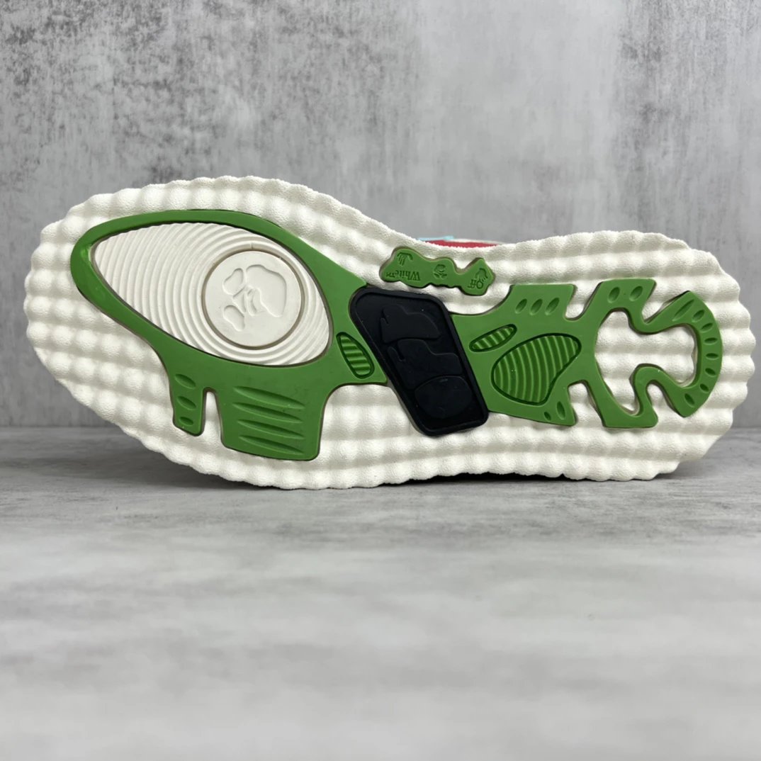 Retro Arrow Leather Mesh High Top Sneakers Ivory Red - Gallery Image 8 - Detailed View