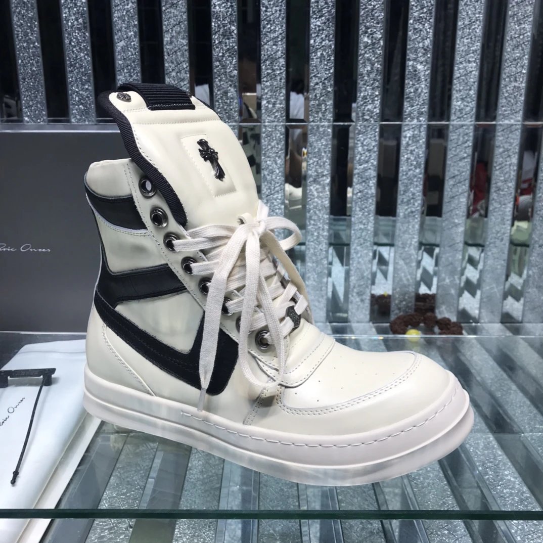 Chrome Hearts x Rick Owens Geobasket Sneakers White  - Rick Owens - Cnfans - $93.55