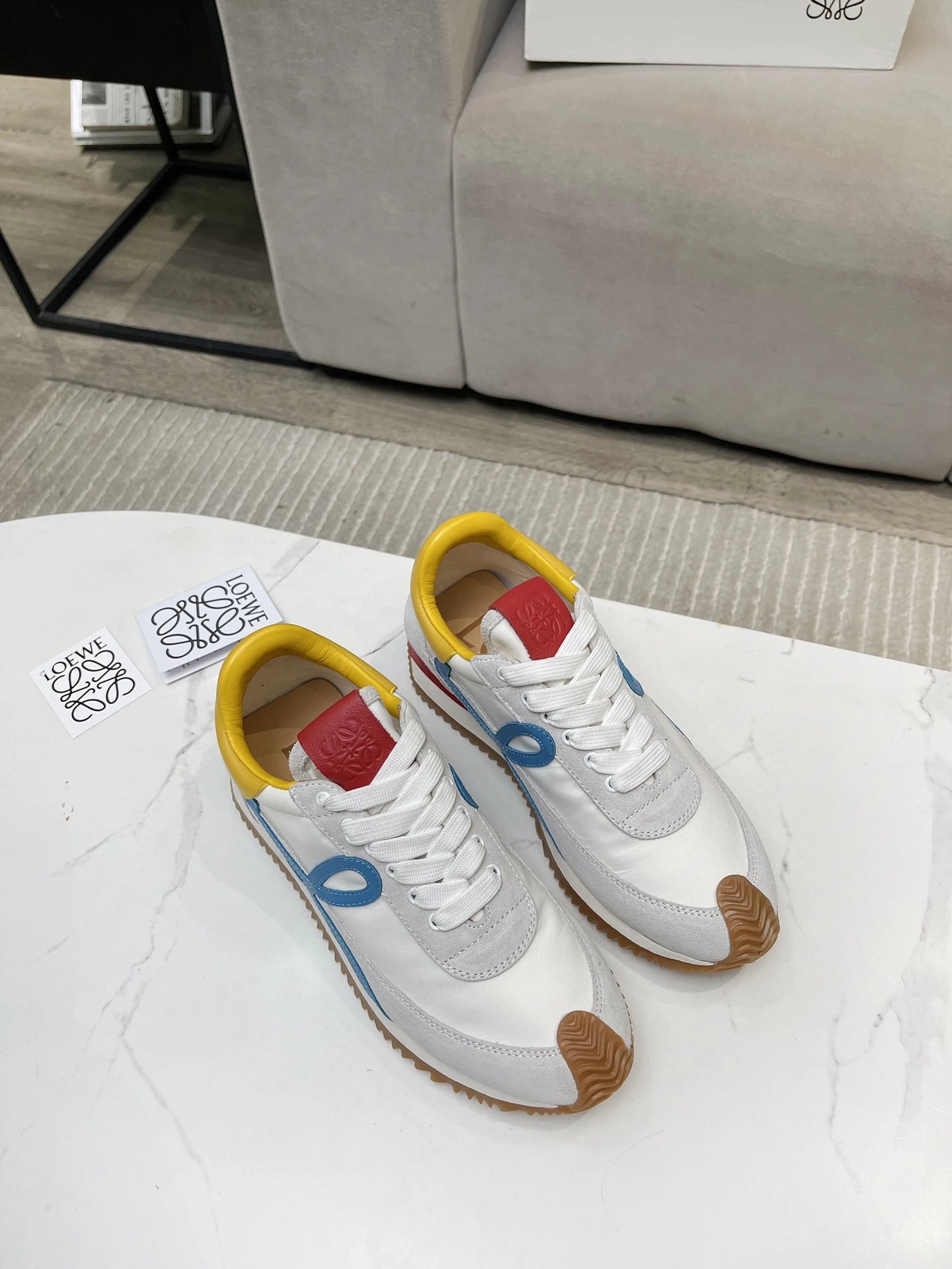 Loewe Hidden Heel Sneakers White Blue - Gallery Image 3 - Detailed View