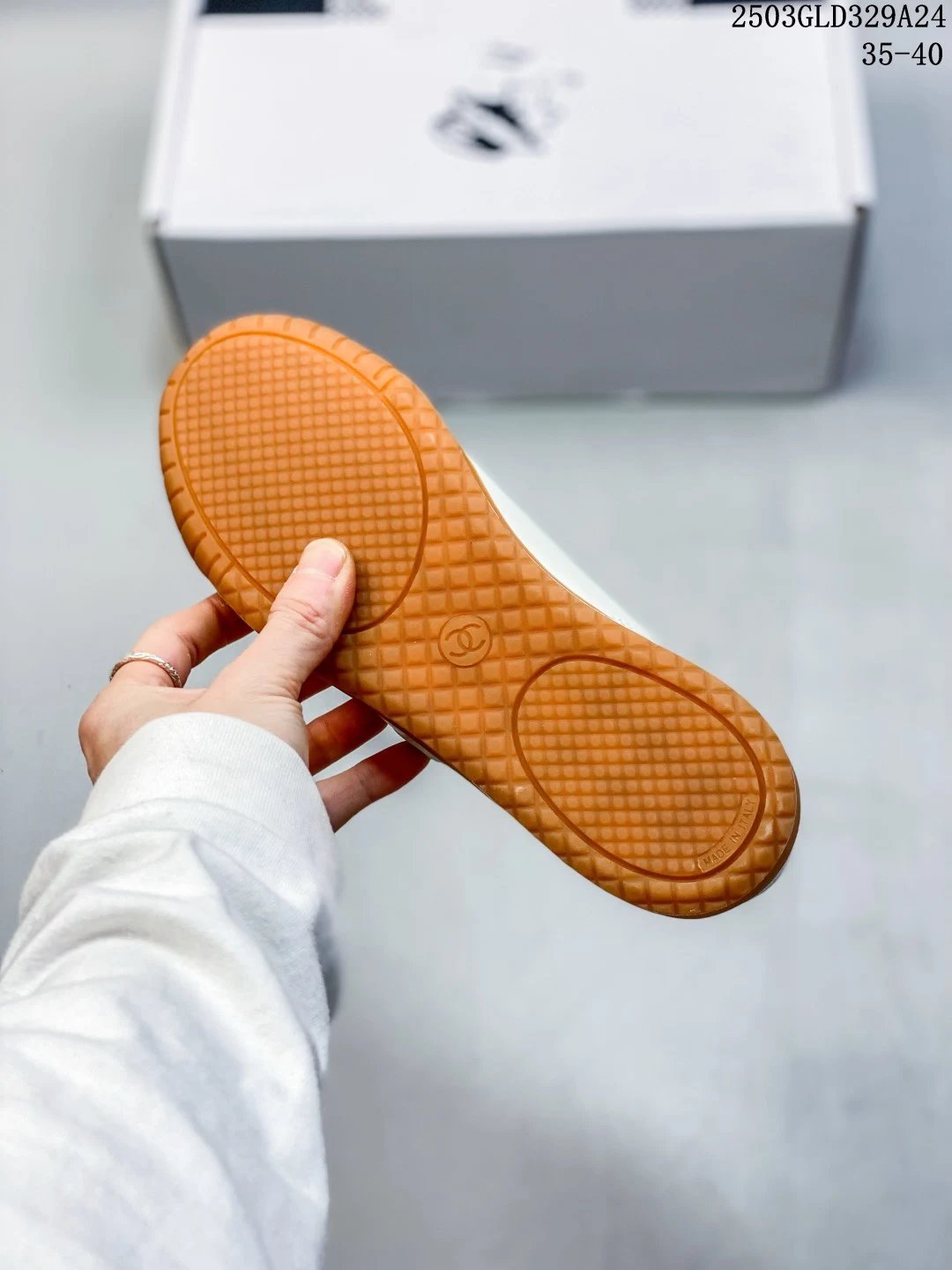 Classic Quilted Trainer Sneakers Space Leather Ivory - Gallery Image 5 - Detailed View