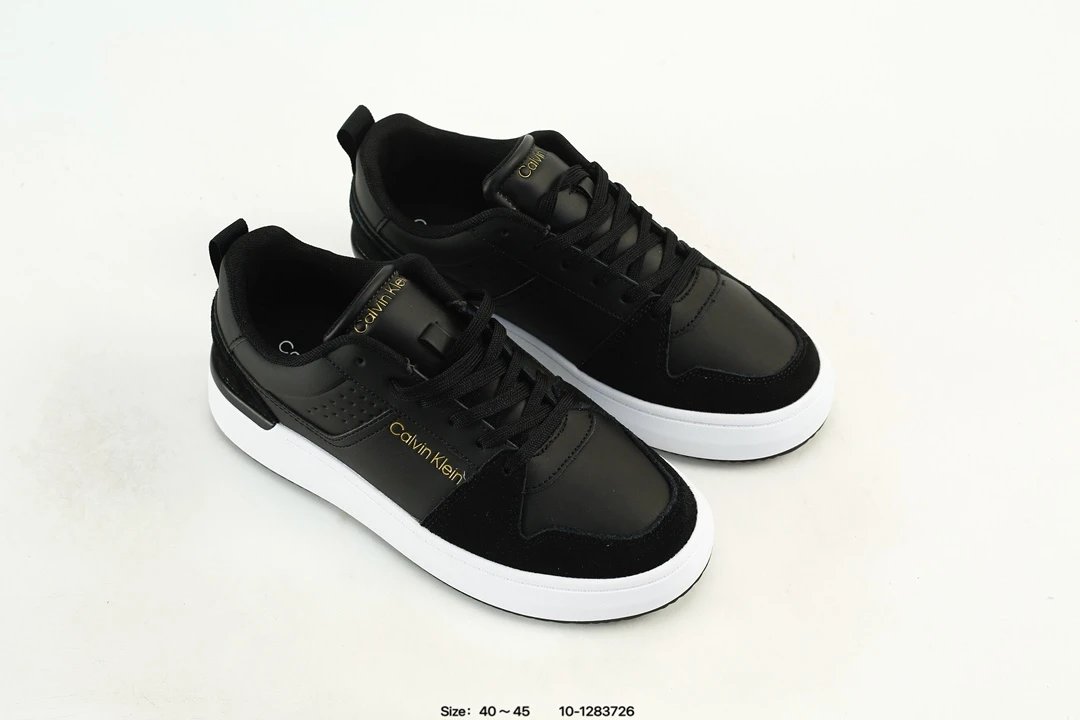 Low Top Leather Skate Sneakers Thick Sole Jet Black - Gallery Image 8 - Detailed View