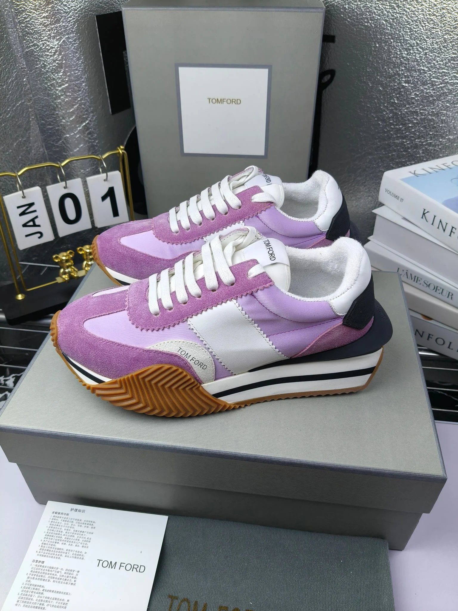 Retro Suede Leather Platform Sneakers Orchid Purple - Gallery Image 2 - Detailed View