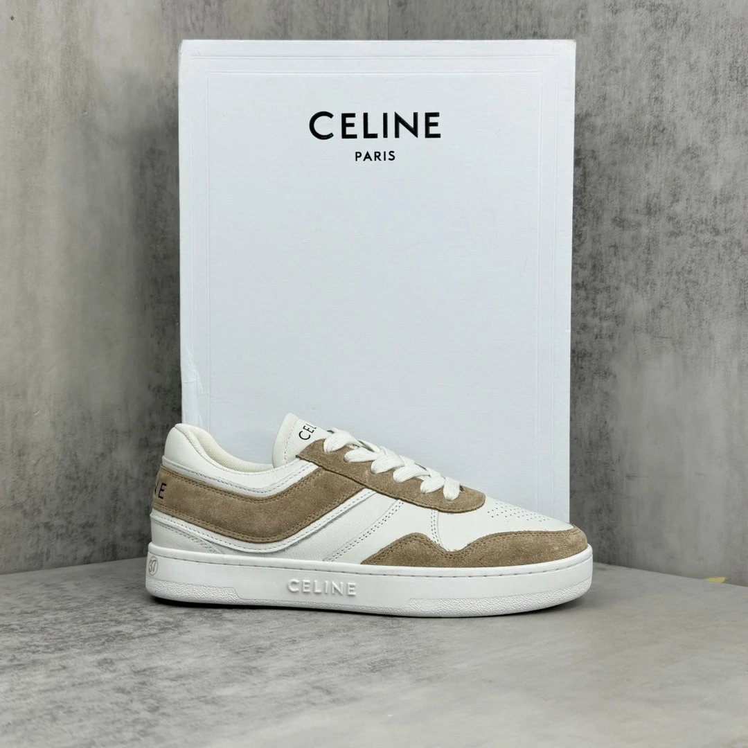 Unisex Trainer Skate Sneakers Leather Suede Ivory Beige - Gallery Image 1 - Detailed View