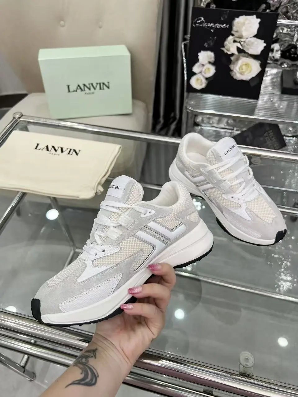 Lanvin Clay Sneakers White - Gallery Image 7 - Detailed View