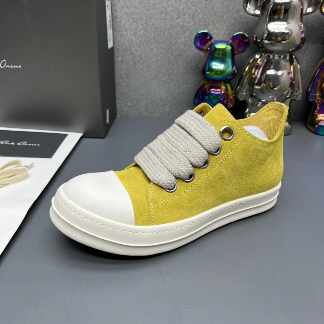 Rick Owens Yellow Suede Sneakers - Gallery Image 2 - Detailed View