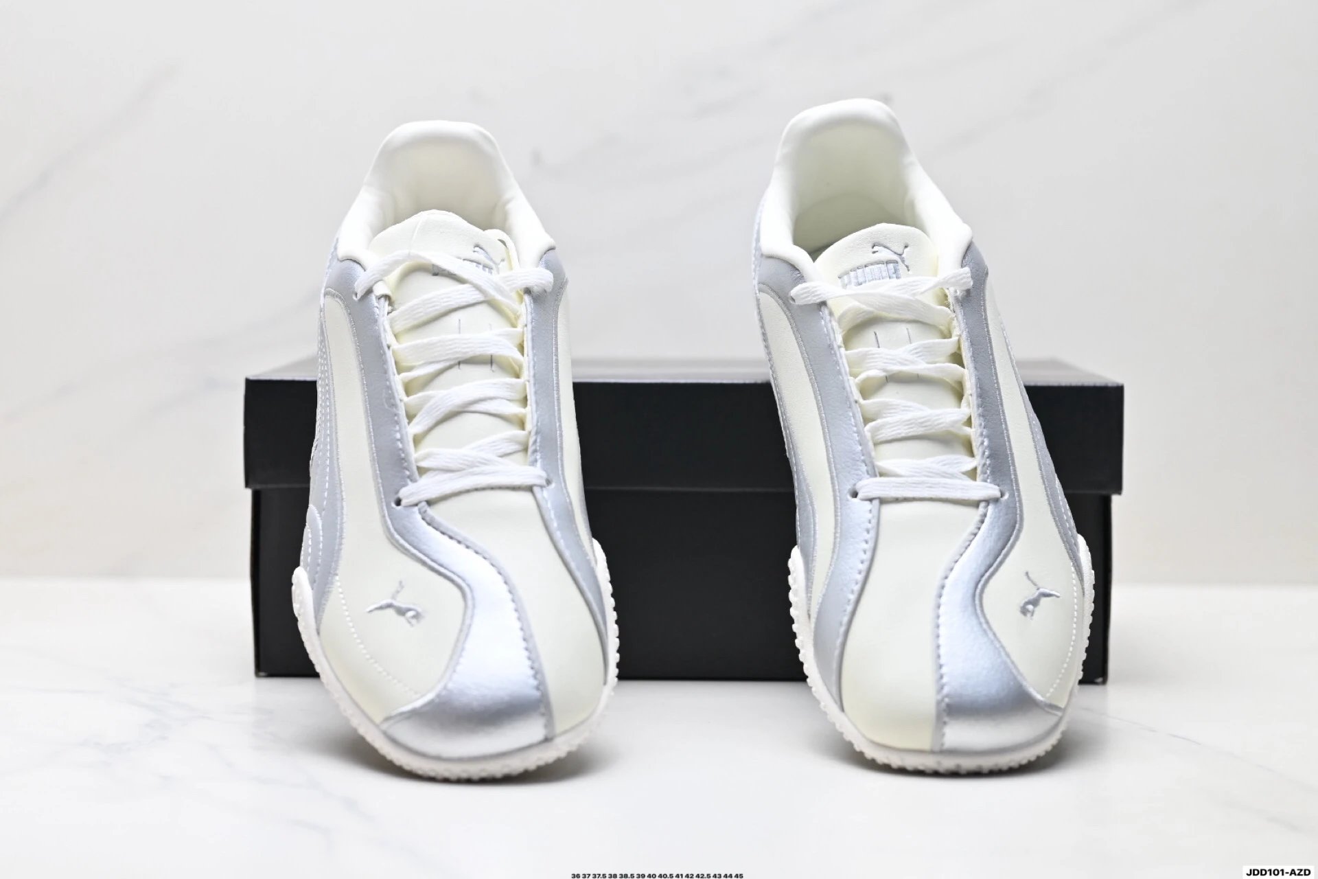 PUMA Bella V2 Leather Sneakers Silver White - Gallery Image 7 - Detailed View