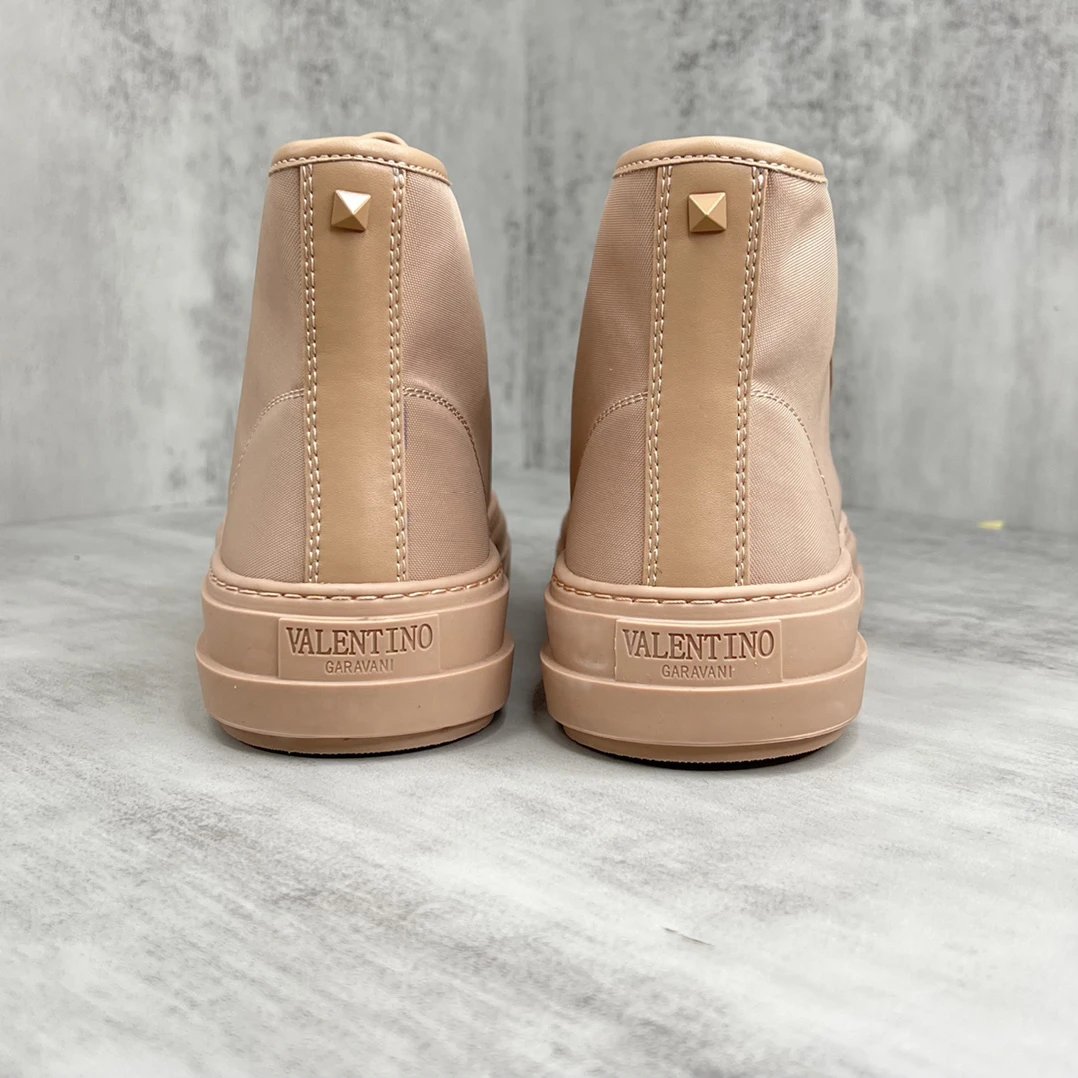 High Top Leather Sneakers Nude Beige - Gallery Image 5 - Detailed View