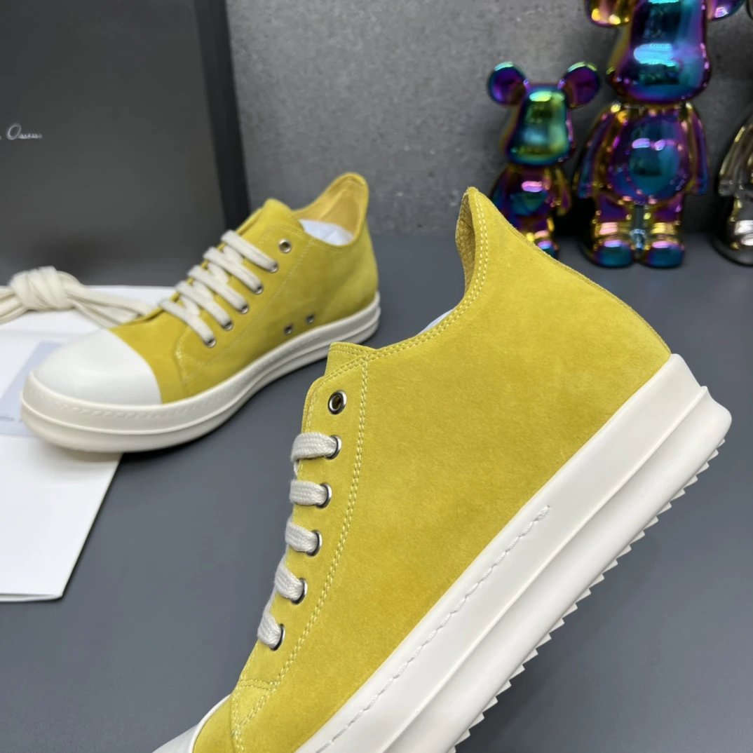 Rick Owens Suede Sneakers Yellow - Gallery Image 5 - Detailed View