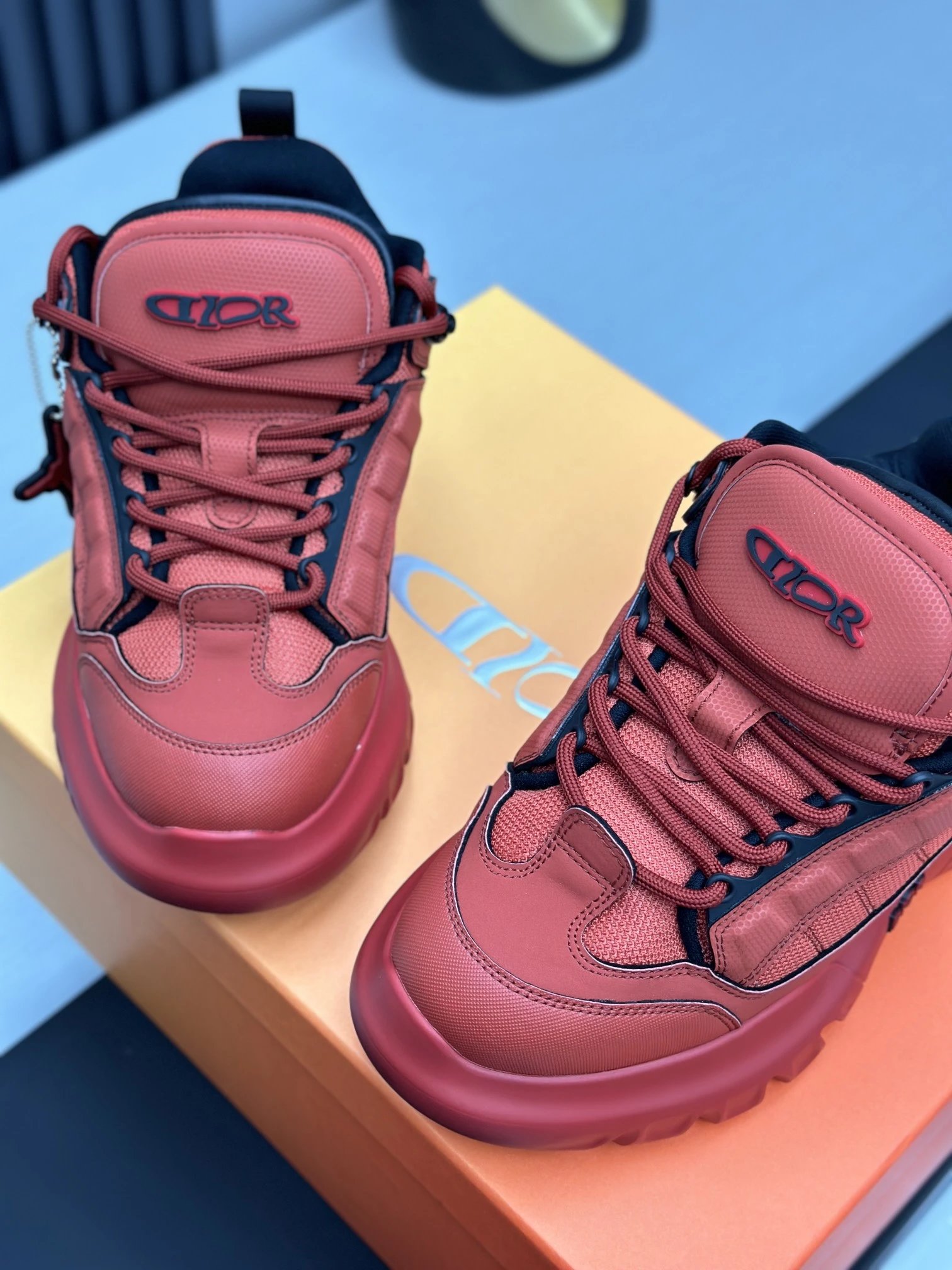Dior x Levis Hamilton Sneakers Red - Gallery Image 6 - Detailed View