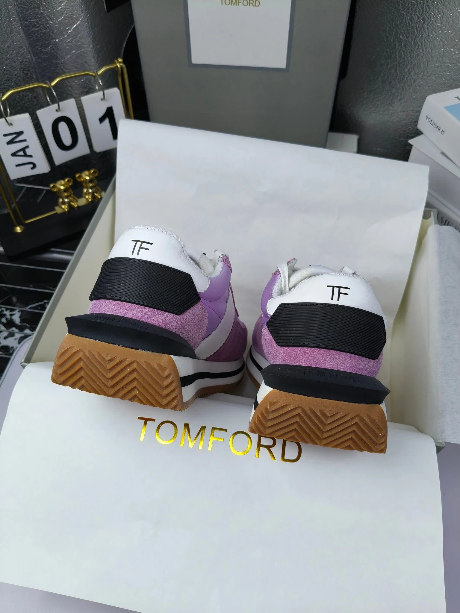 Retro Suede Leather Platform Sneakers Orchid Purple - Gallery Image 4 - Detailed View