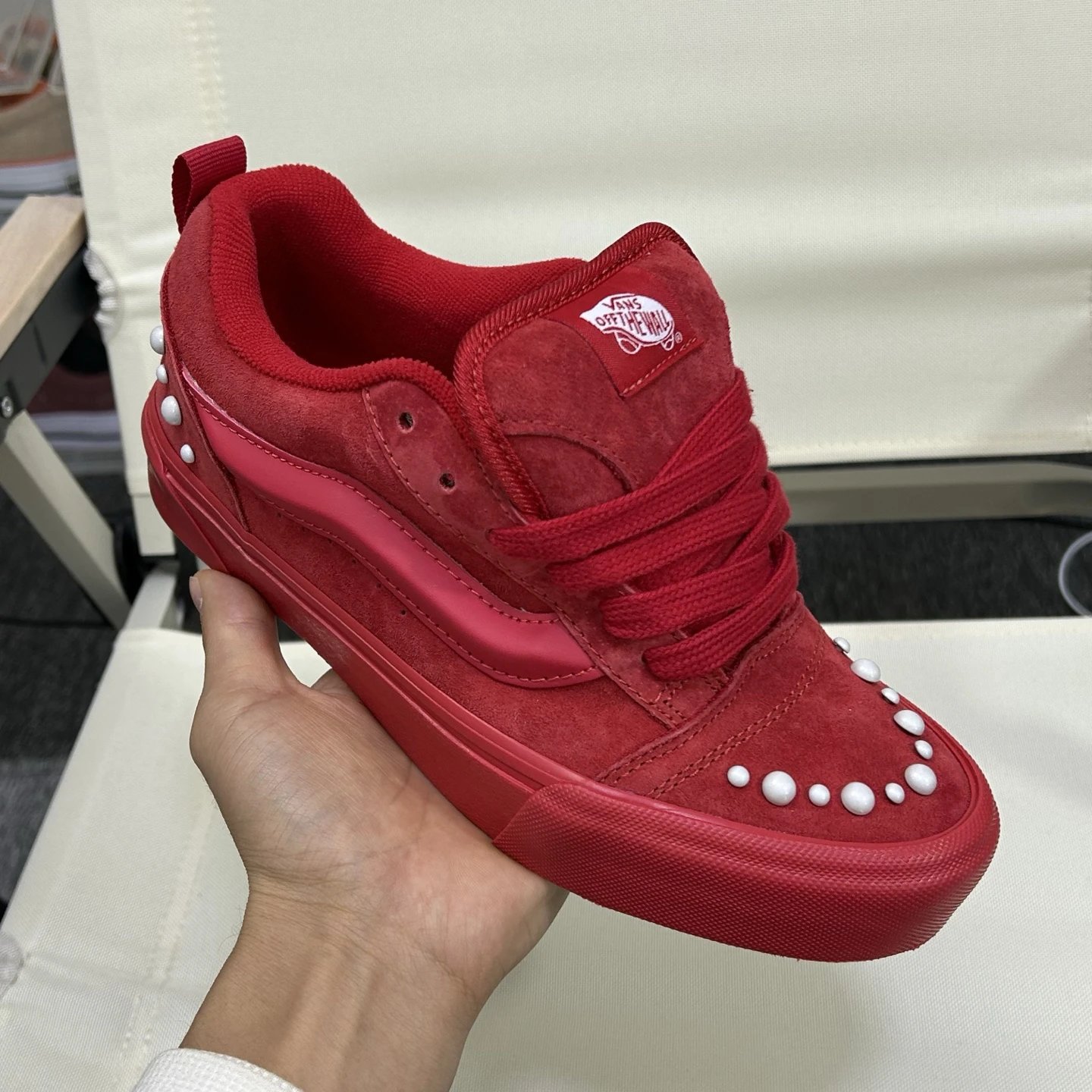 Suede Low Top Skate Shoes Crimson Pearl - Gallery Image 7 - Detailed View