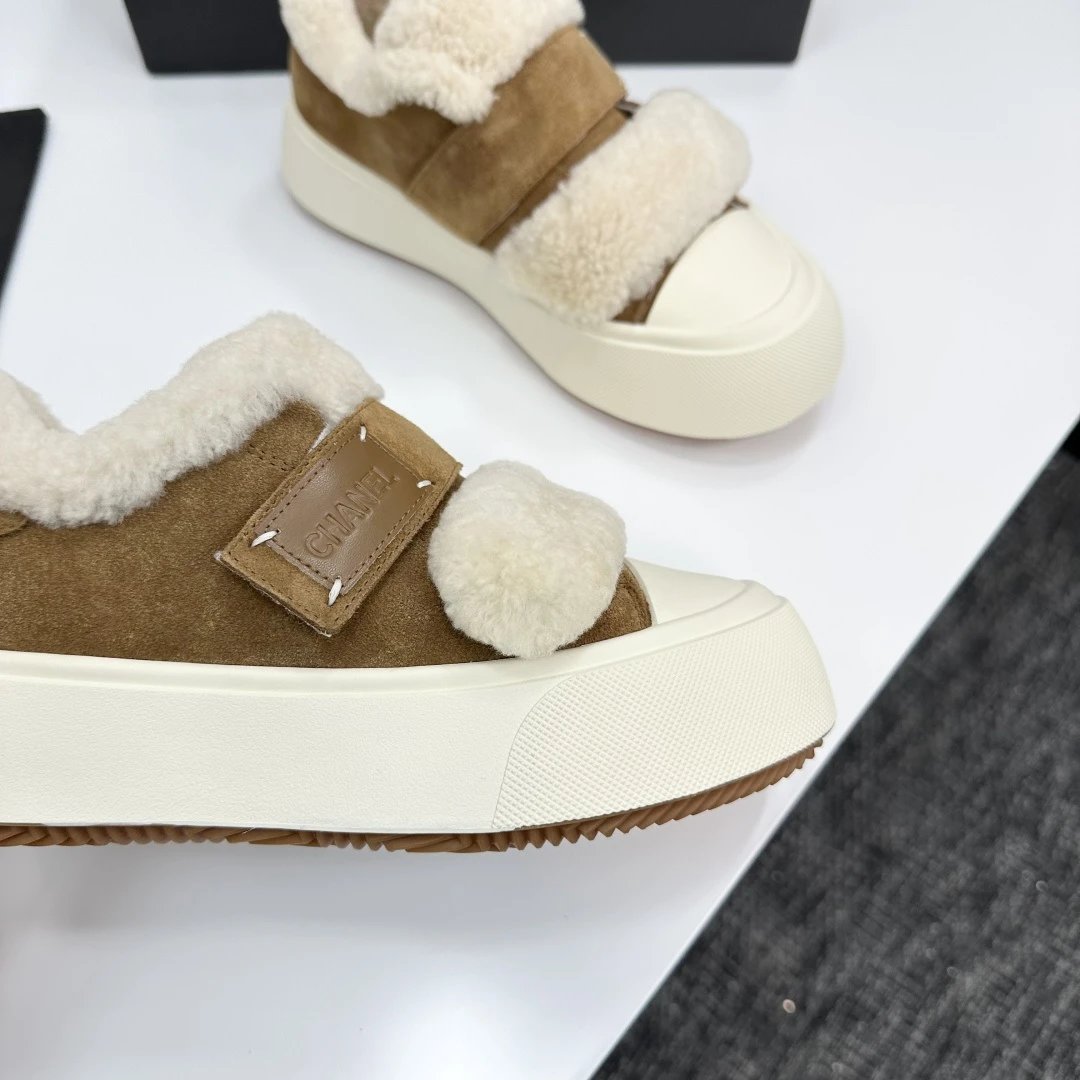 Chanel Shearling Panda Sneakers Brown - Gallery Image 9 - Detailed View