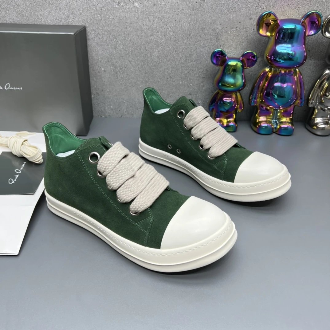 Rick Owens Suede Sneakers Green  - Gallery Image 3 - Detailed View