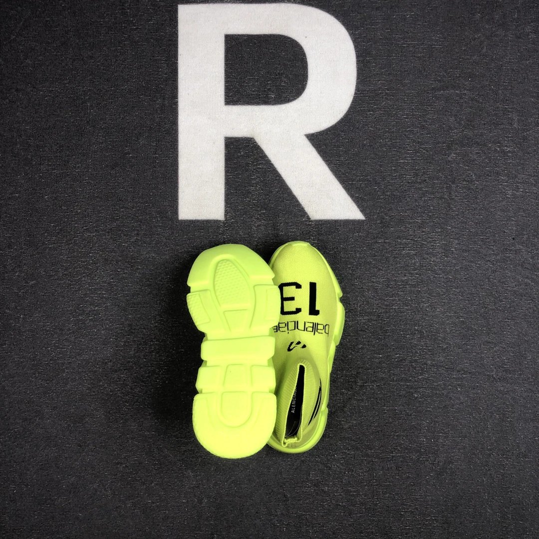 Unisex Knit Sock Sneakers TPU Sole Neon Chartreuse - Gallery Image 8 - Detailed View