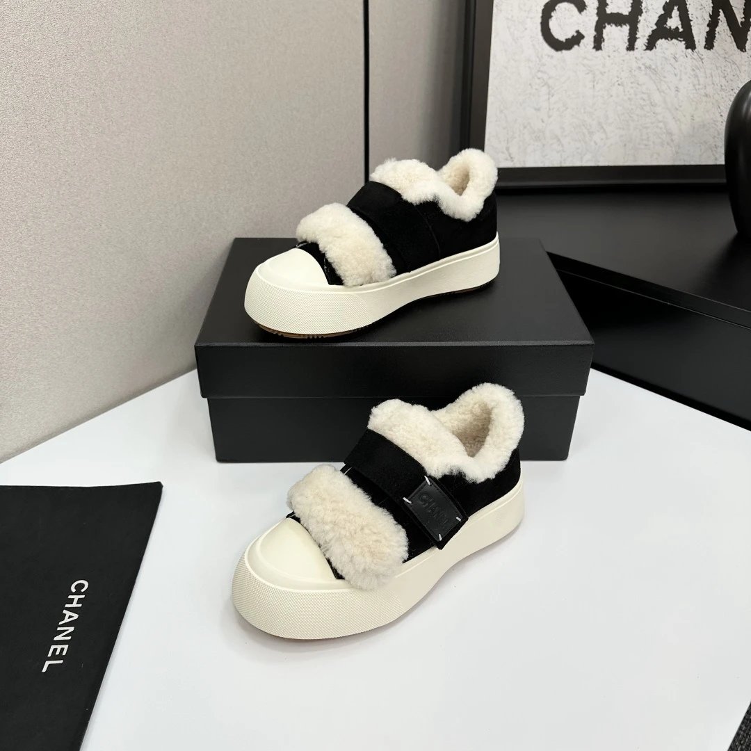Chanel Shearling Panda Sneakers Black - Gallery Image 2 - Detailed View
