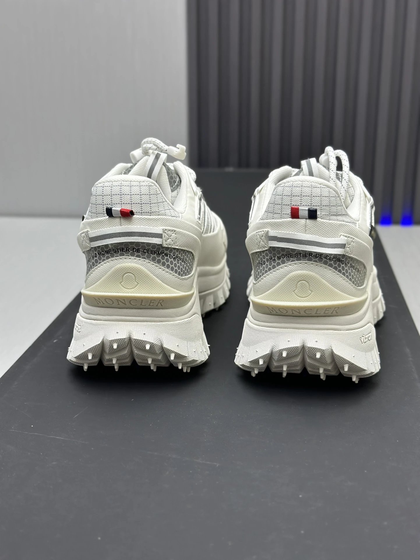 Moncler Trailgrip GTX White Sneakers Grey Stripes - Gallery Image 8 - Detailed View