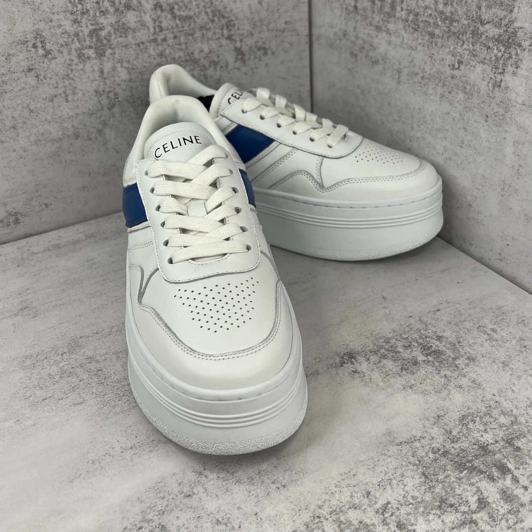 Chunky Platform Leather Sneakers Summer Biscuit Blue - Gallery Image 2 - Detailed View