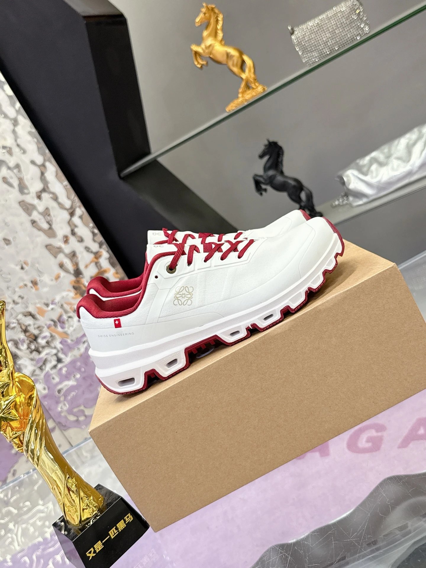 Loewe x On Running 3.0 Cloudtilt Sneakers White Red - Gallery Image 2 - Detailed View
