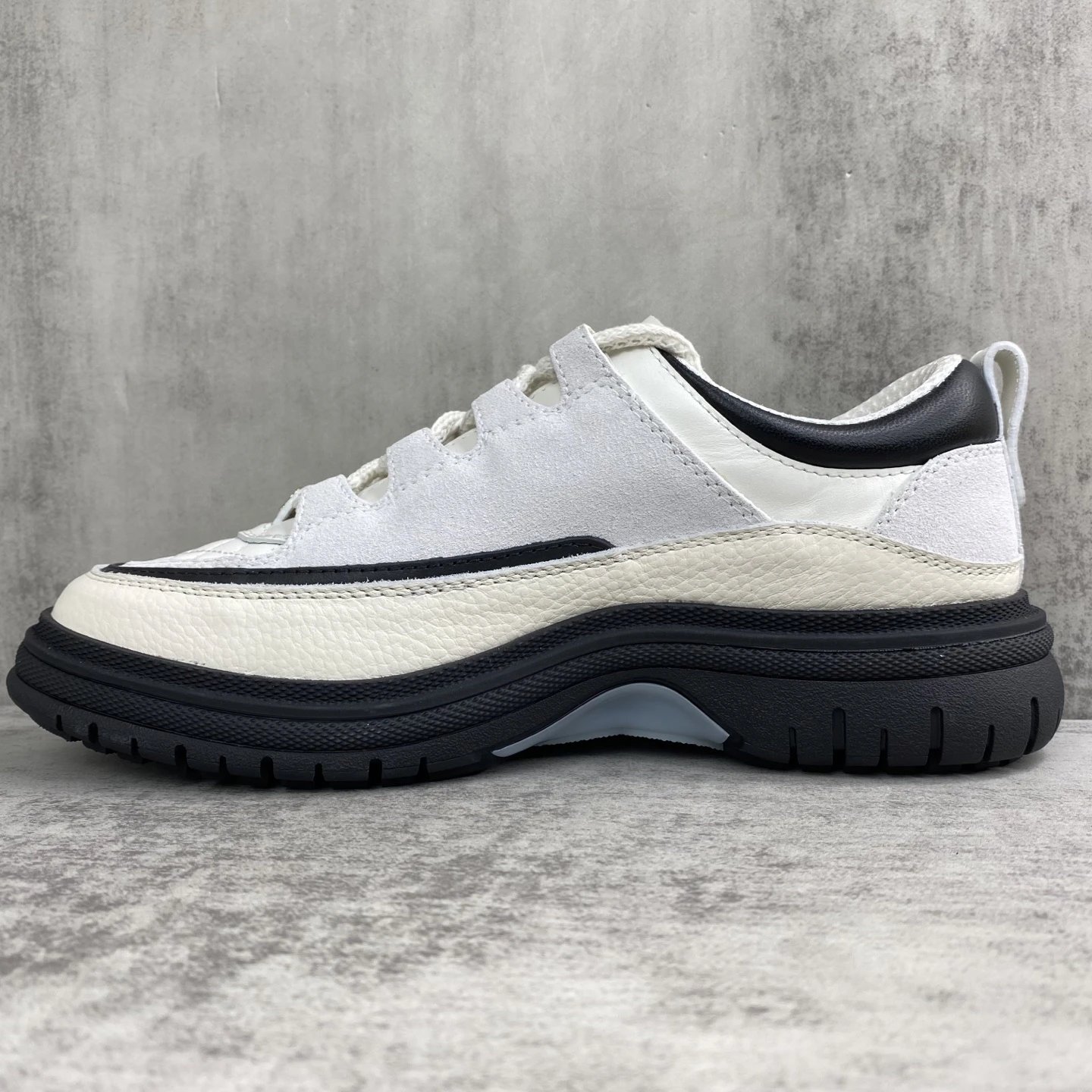 Luxury Low Top Leather Sneakers Panda Black Ivory - Gallery Image 7 - Detailed View