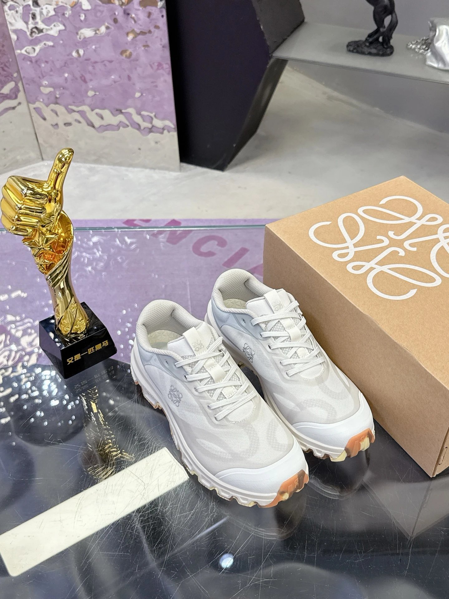 Loewe x On Running 3.0 Cloudtilt White Gray Sneakers  - Gallery Image 4 - Detailed View