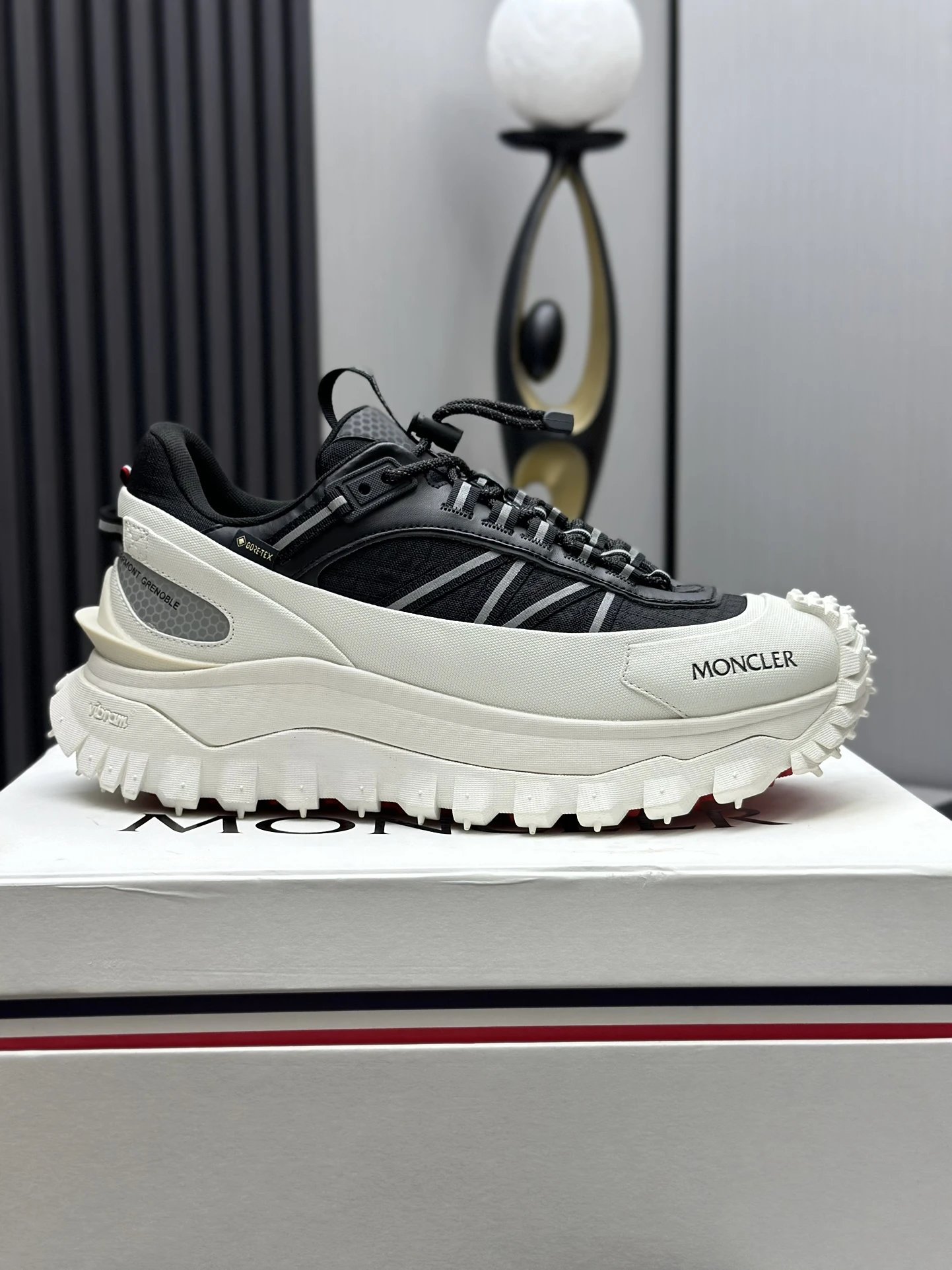 Moncler Trailgrip GTX Black Sneakers White Stripes - Related Product - Cnfans