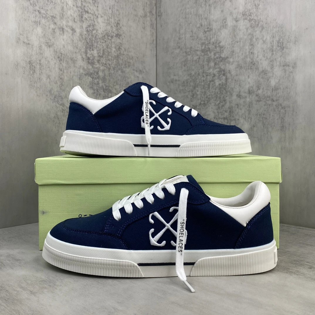 Low Vulcanized Canvas Sneakers Cross Arrow Navy White - Gallery Image 9 - Detailed View