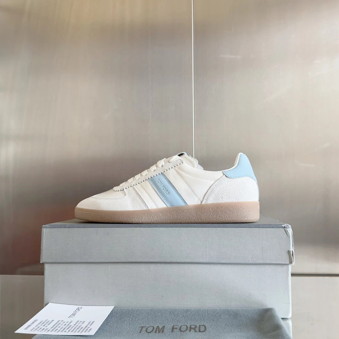 Suede Leather Trainer Sneakers Ice Blue - Tom Ford  - Cnfans - $78.06
